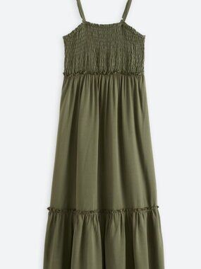 Persaya Girl, Girls M Olive Green Smocked Maxi Dress.   (B)